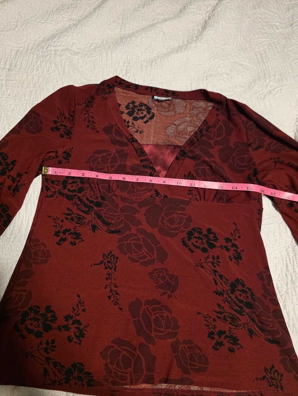 Believer Red Floral V-Neck Women’s Top - Picture 3 of 4